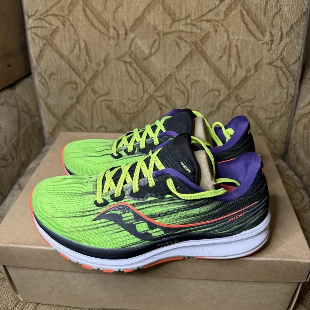 Saucony Ride 14 Green ViZiPRO S10650-65 Women's Size 8 Running Shoes